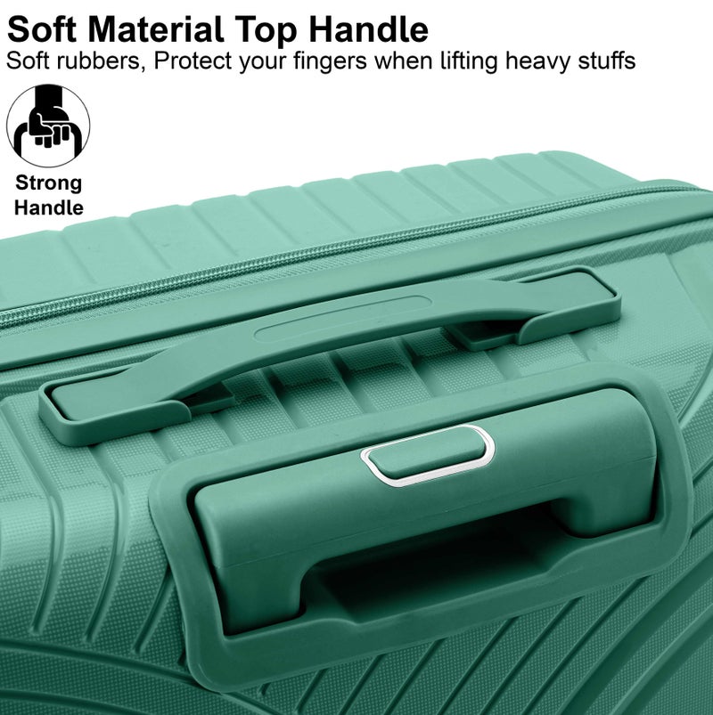 SENATOR Unisex Hard Case Medium Checked Luggage Lightweight PP Fashion Trolley Luggage with 360° Degree 4 Twin Wheel and Safe Zippers KH1010 Green - Image 4